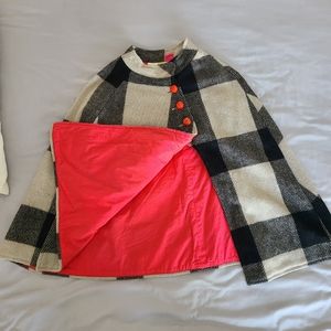 Plaid minicape with hot pink accents